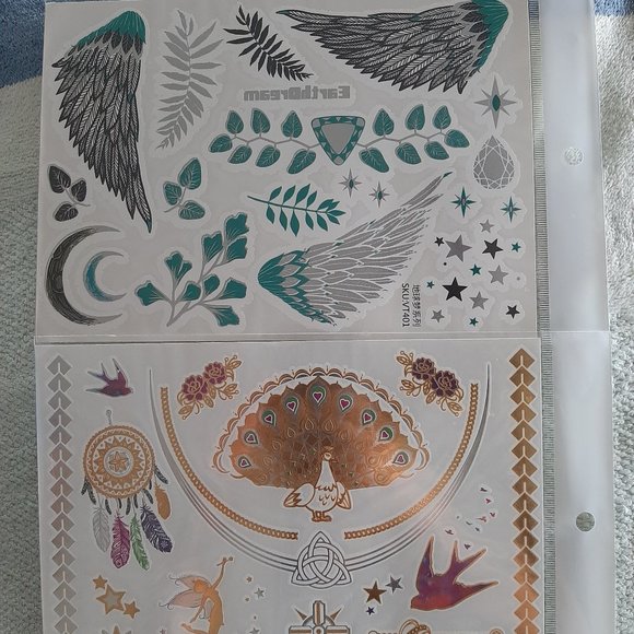 3 sheets Golden Silver Temporary Tattoo - Picture 3 of 15